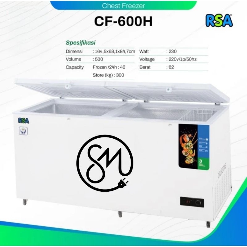 Jual Chest Freezer RSA CF-600H 500 Liter CF600 H Freezer Box CF 600 H ...