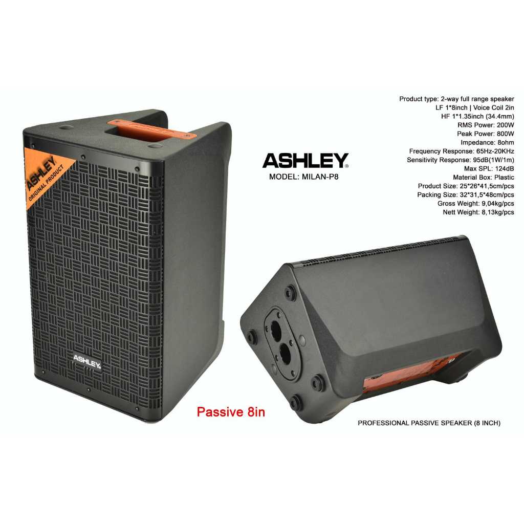 Jual SPEAKER PASIF ASHLEY MILAN P8 ASHLEY MILAN P 8 800 WATT ORI