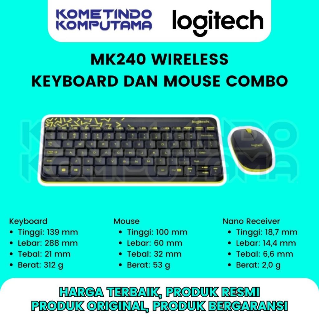 Jual MK240 BLACK LOGITECH WIRELESS COMBO KEYBOARD MOUSE - MK-240 - 100% ...
