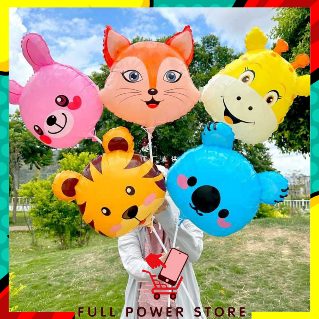 FPS Balon Foil Bulat Kepala Hewan 18Inch Balon Foil Jumbo Balon Pesta Ulang Tahun 18 Inch Balon Dekorasi Satuan Balloon Theme Birthday Cartoon Animal Head Foil Balloon Cartoon