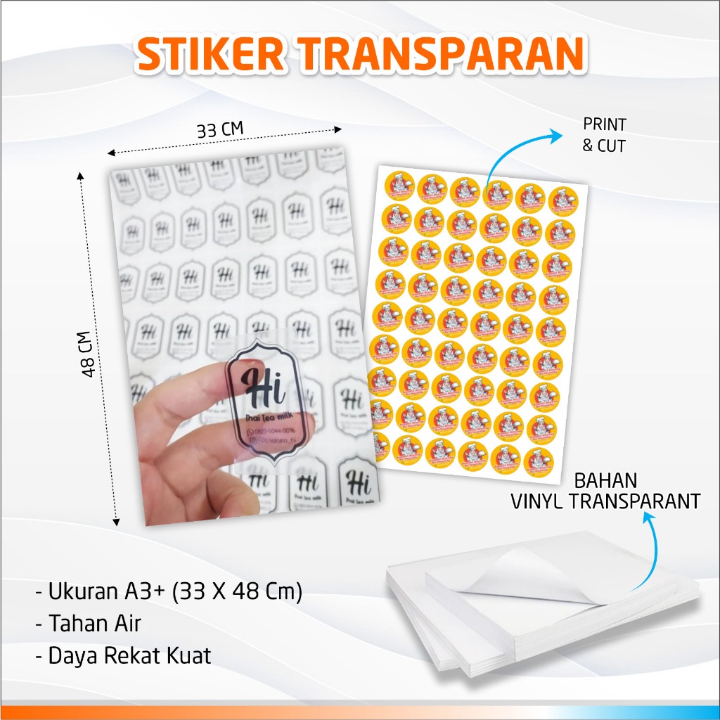 Jual CETAK STIKER TRANSPARAN A3+ / STIKER TRANSPARAN ANTI AIR / STICKER ...
