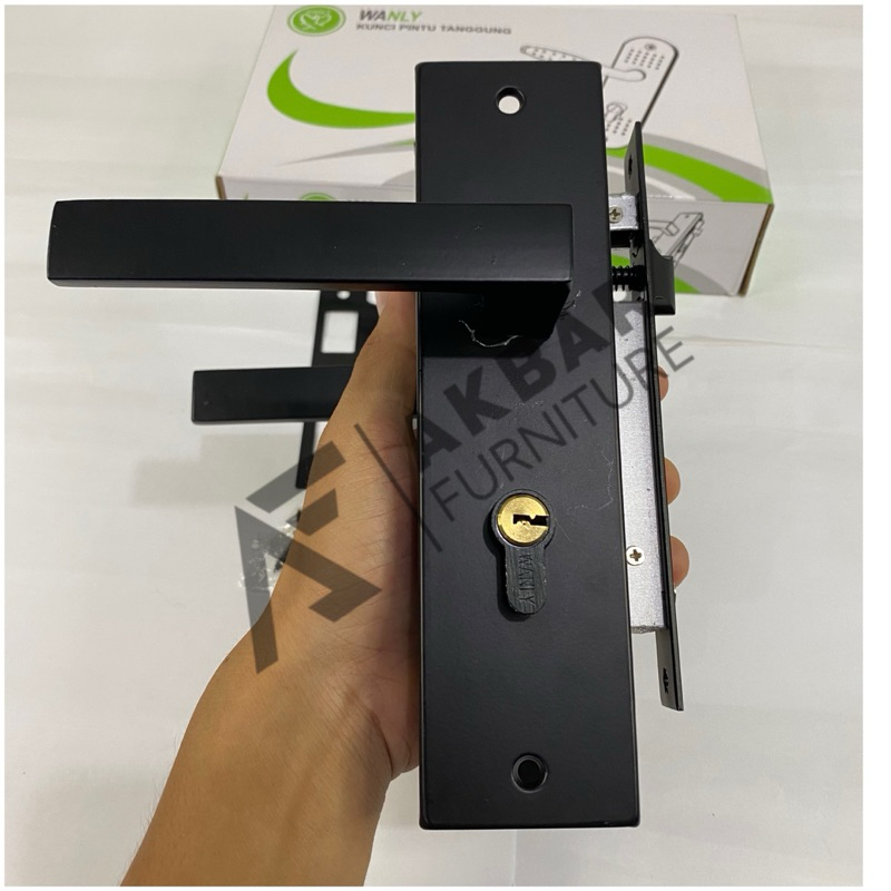 Jual Paket Handle/ Slot Pintu Hitam Tanggung uk 20cm | Shopee Indonesia