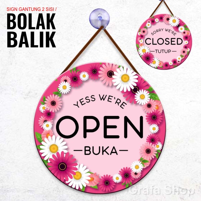 Jual open closed sign - papan tanda open close - wall signage open ...