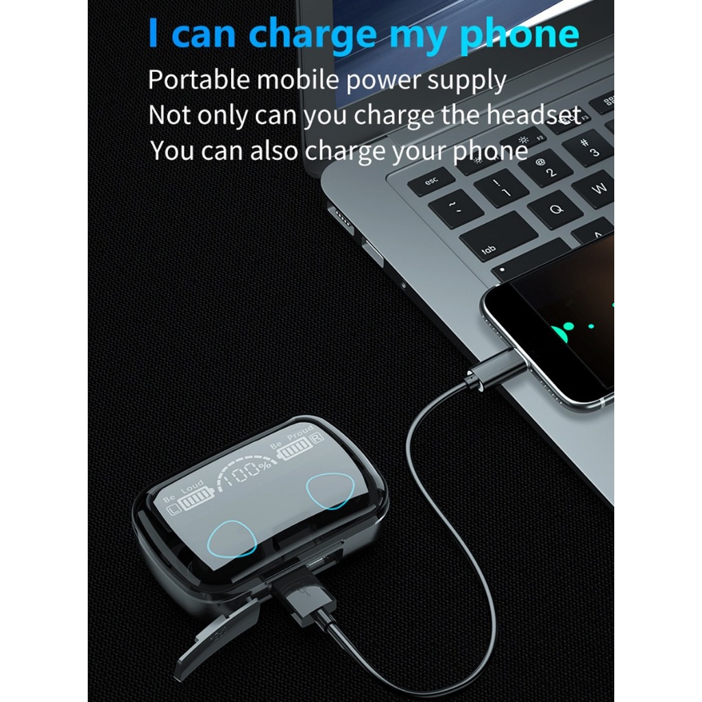Jual JE.ID Headset Bluetooth M10 Bass Stereo With Power Bank Earphone ...