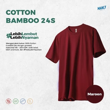 ANTIBAKTERI Kaos Polos Katun Bambu 24S Kaos Polos Cotton Bamboo Light Blue