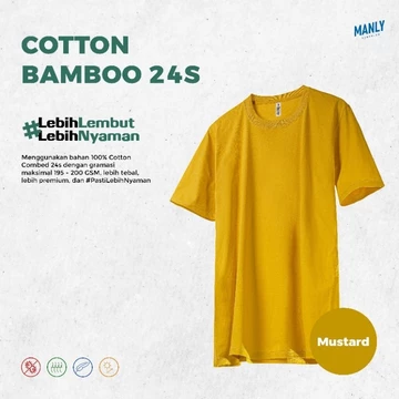 ANTIBAKTERI Kaos Polos Katun Bambu 24S Kaos Polos Cotton Bamboo Light Blue