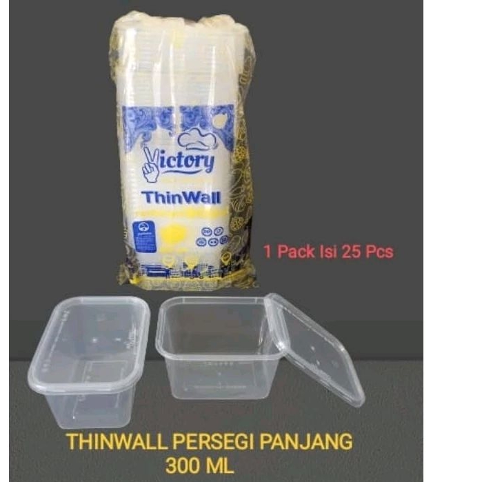 Jual Thinwall Rectangle 300ml Kotak Makan Plastik 300ml Persegi Panjang Thinwall Isi 25 Pcs 3627