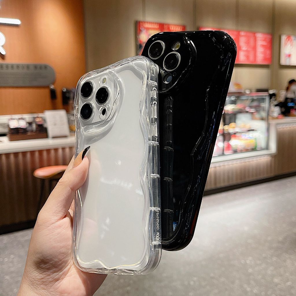 Jual Casing Softcase Silikon Wavy Bening dan Hitam VIVO Y200 Y100 Y02 ...