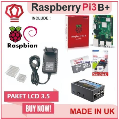 Jual Raspberry Pi3 Pi 3 Model b+ 3b+ Plus Paket LCD 3.5 inch ...