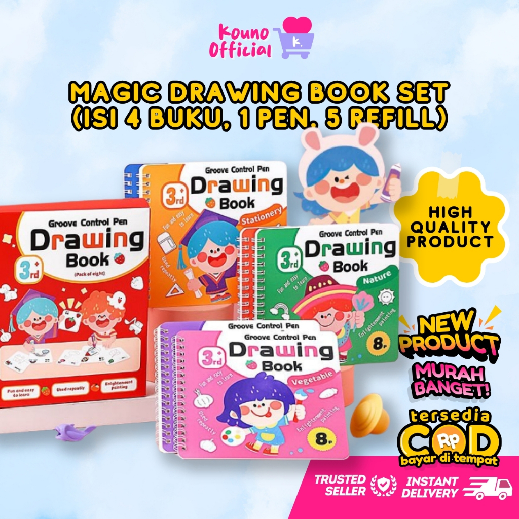 Jual [1 Set = 4 Buku] Magic Drawing Book | Buku Gambar Ajaib Untuk Anak ...