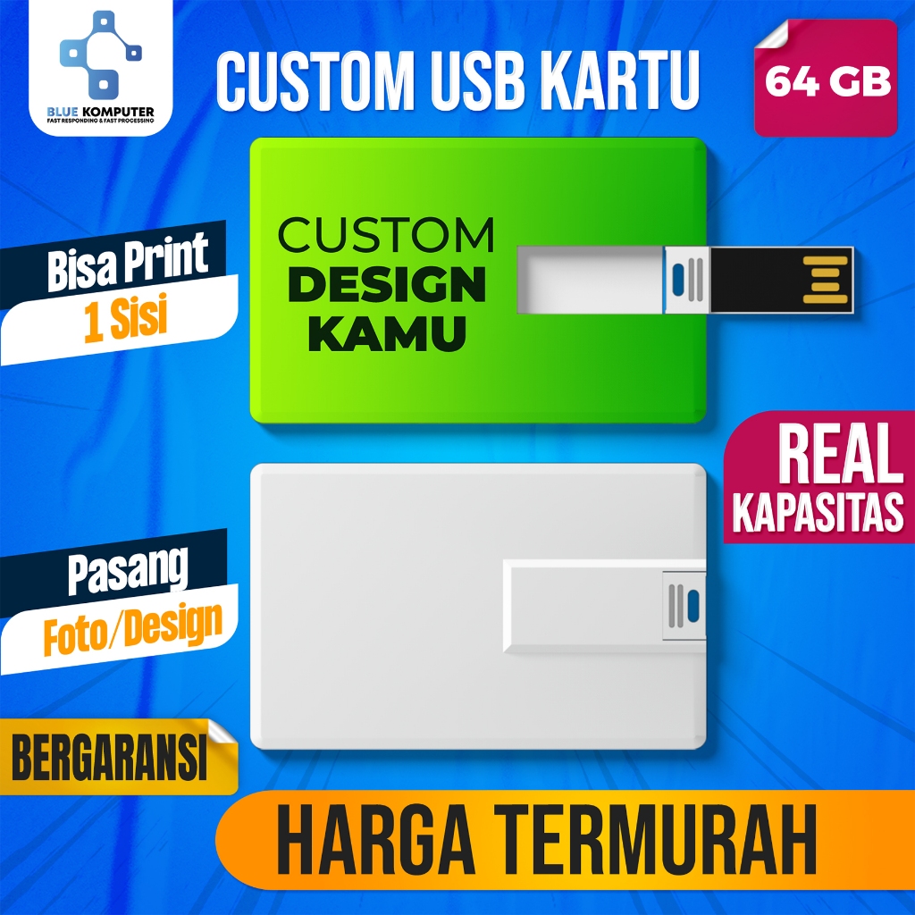 Jual REAL KAPASITAS Flashdisk Kartu 64 GB Custom - Flashdisk ID Card ...