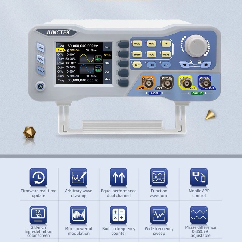 Jual Signal Generator 60MHz Function Junctek JDS8060 Arbitrary Waveform ...