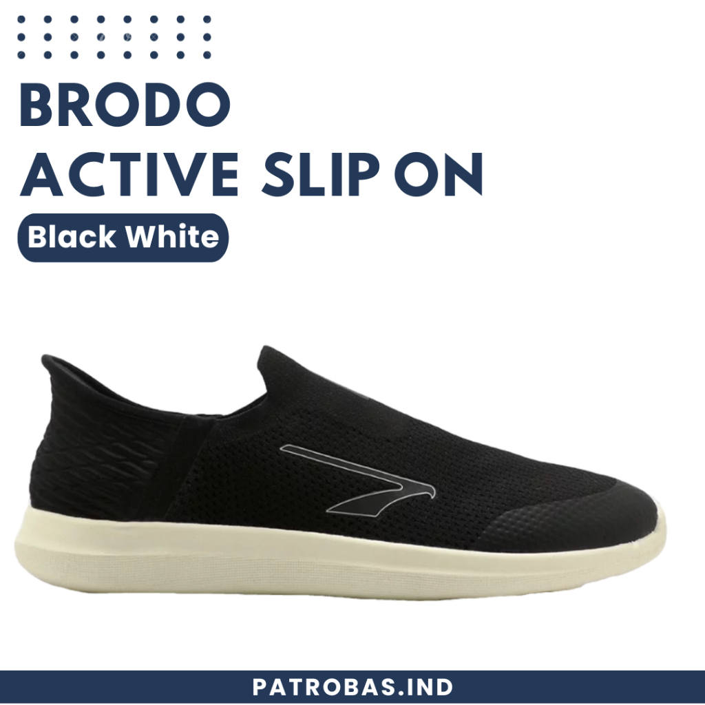 Jual BRODO Active Slip On Black White Original Sepatu Sneakers Casual ...