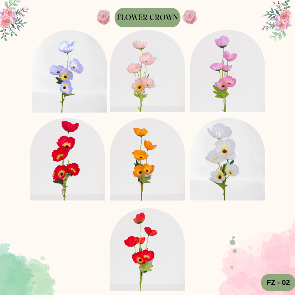 Jual [FlowerCrown] (FZ - 02) Bunga Poppy 6 Kuntum / Dekorasi Bunga ...