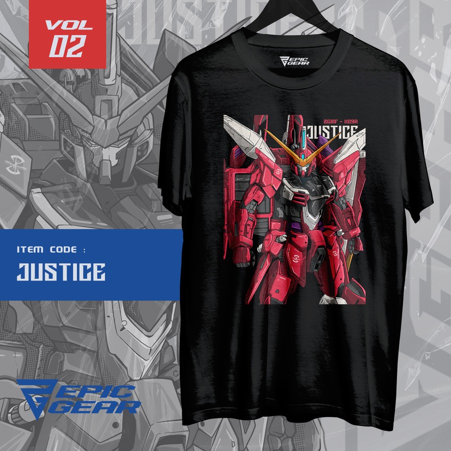 Jual Kaos Gundam Justice | Gundam Seed - Tshirt GUNDAM Justice | Shopee ...