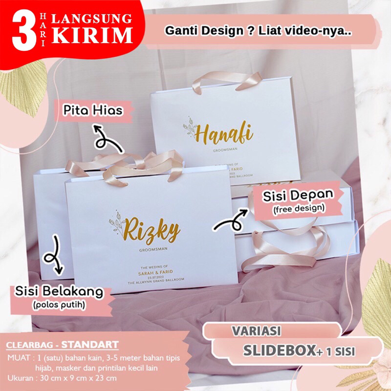 Jual SLIDEBOX 1 sisi// SLIDING BOX - Bridesmaid box Tas Wedding ...