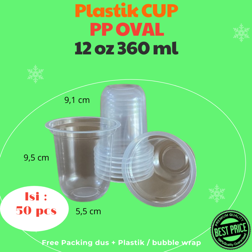 Jual Plastik Cup OVAL 12 oz 360 ml PP isi 50 pcs | Shopee Indonesia