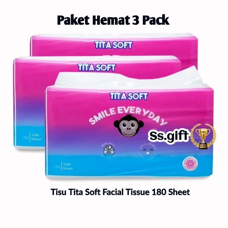Jual Tissue Murah Paket Hemat 3 Pack Tisu 180 Sheet Tissue Tita Soft