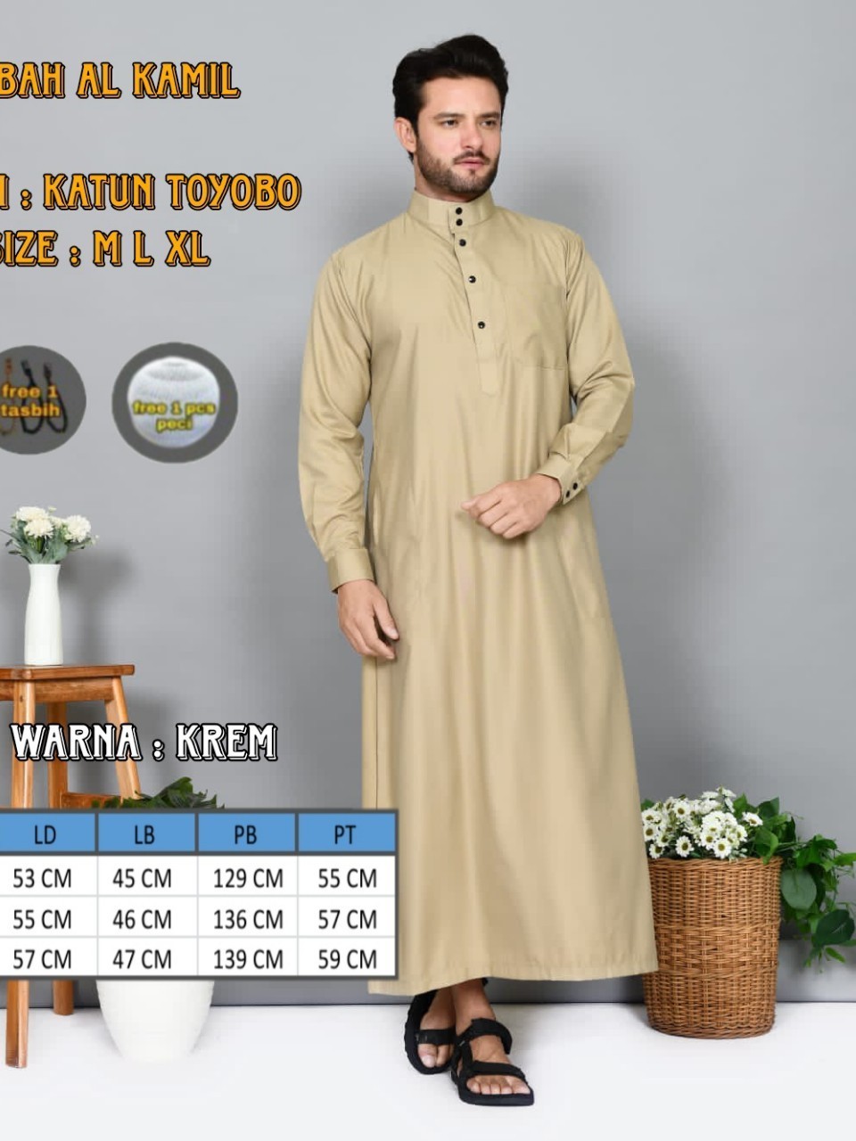 Jual JUBAH PRIA BAHAN TOYOBO GAMIS PRIA MODEL HARAMAIN BAJU KOKO