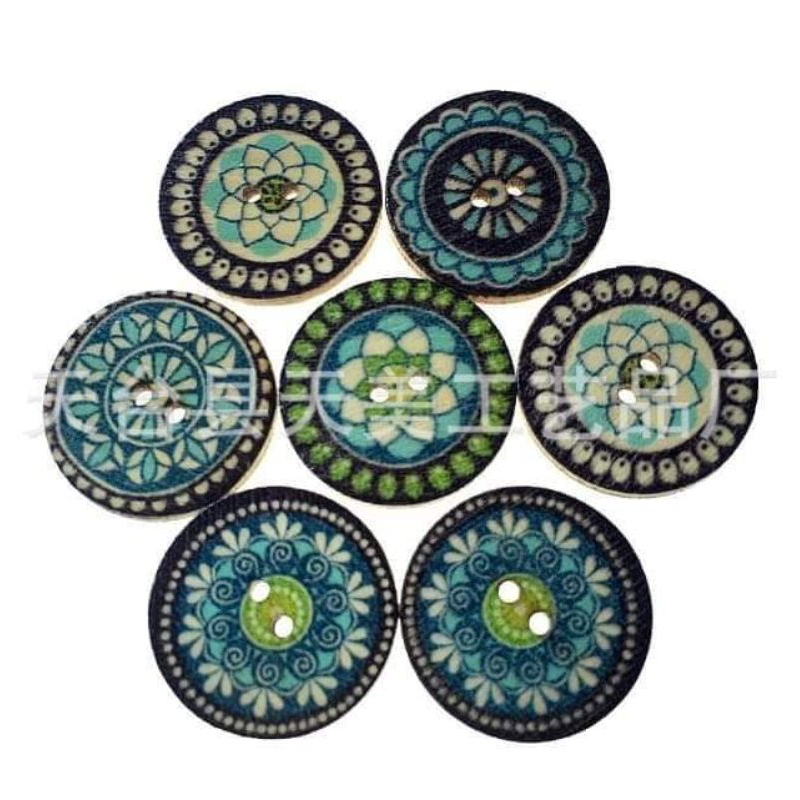 Jual Kancing Kayu Etnik Biru KK317 (10 pcs ) | Shopee Indonesia