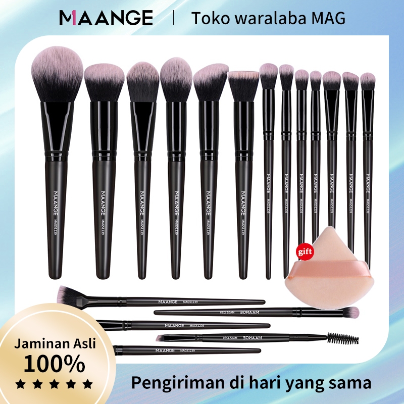 Jual Maange Pcs Makeup Brush Set Serat Nilon Pegangan Plastik Kuas Makeup Tabung Kuningan