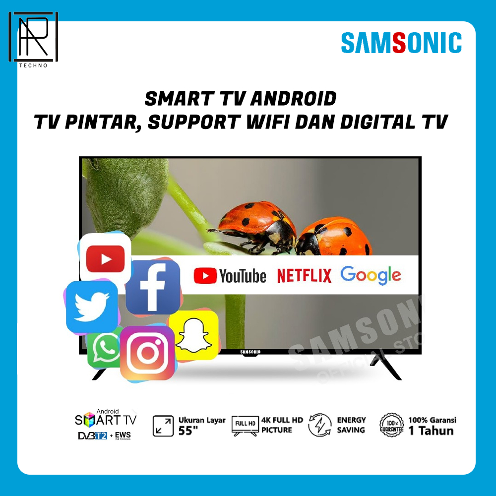Jual SAMSONIC TV LED 55 Inch Frameless Smart TV & Digital LED TV HD ...