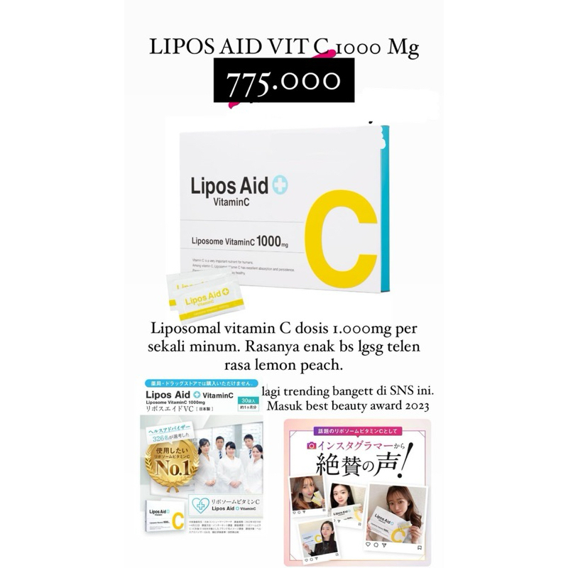 lipos aid vitamin c Jual LIPOS AID VITAMIN C WHITENING 1000MG ORIGINAL JEPANG