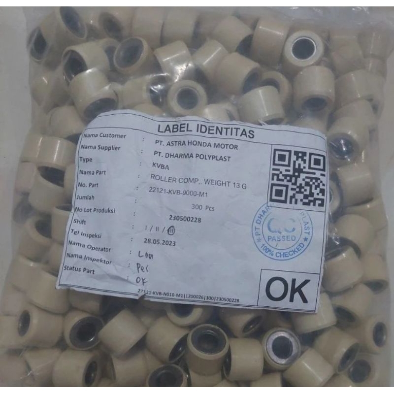 Jual ORIGINAL ROLLER STANDAR 13GRAM VARIO 110 KARBU/BEAT FI (1PAK ISI
