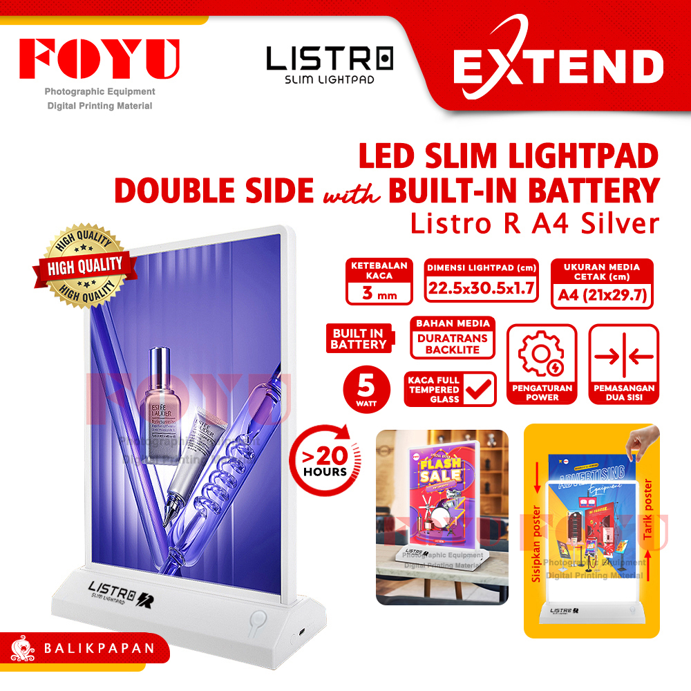 Jual LED Rechargeable Slim Light Pad Double Side Dua Sisi Built-in ...