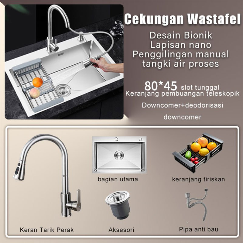 Jual Paket Kitchen Sink Hitam Perak Wastafel Cuci Piring Stainless Sink Cuci Piring Dengan Keran