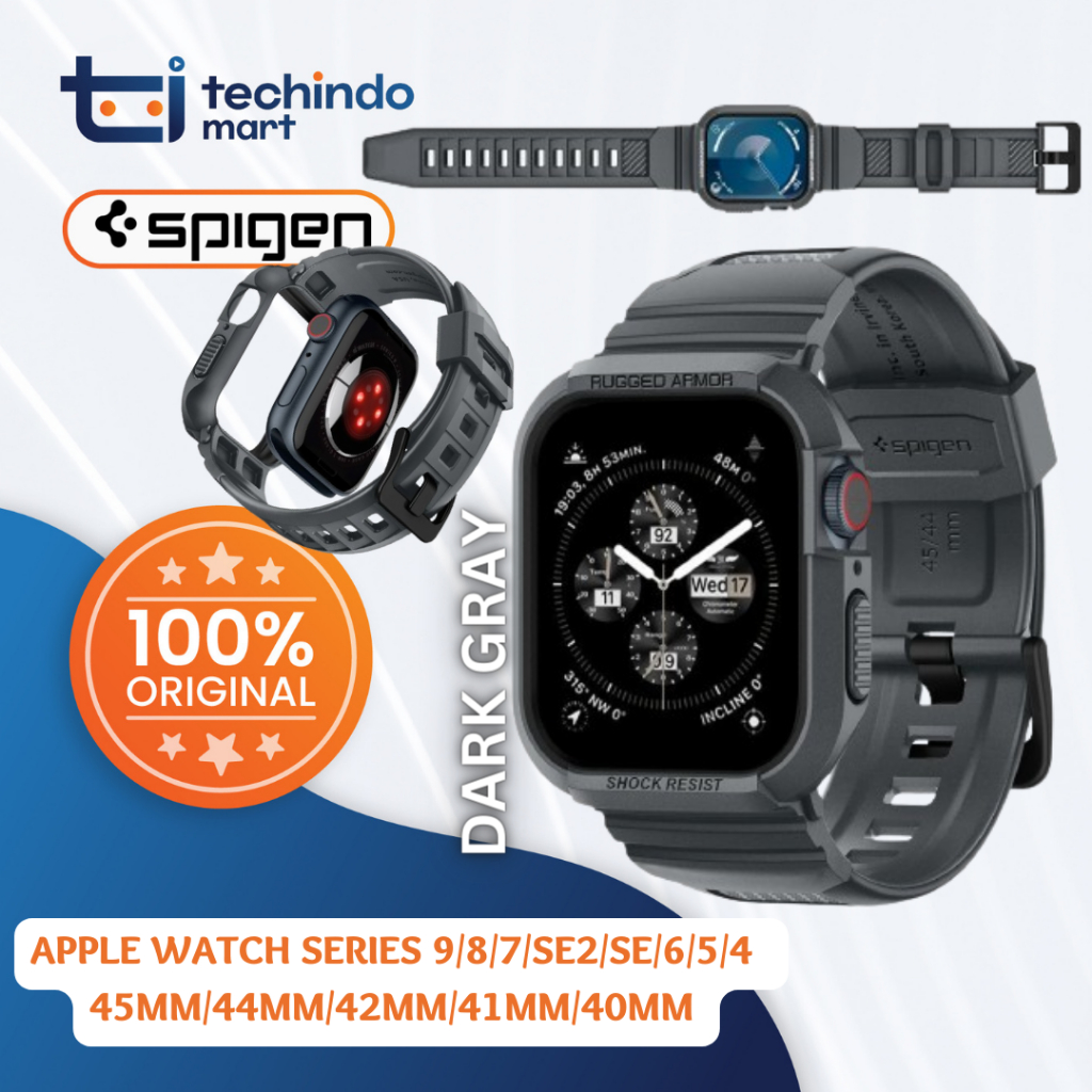 Case Apple Watch Series SE 45mm 44mm  42mm 41mm 40mm Spigen Rugged Armor PRO Band Strap