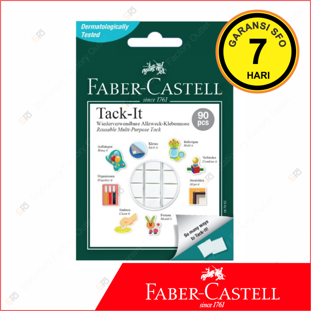 Blue Tack Faber-Castell 205214 - Colle Tack-It, 5 X 50 G, Blanc, Pastilles Adhésives Réutilisables Blutack Para Pared