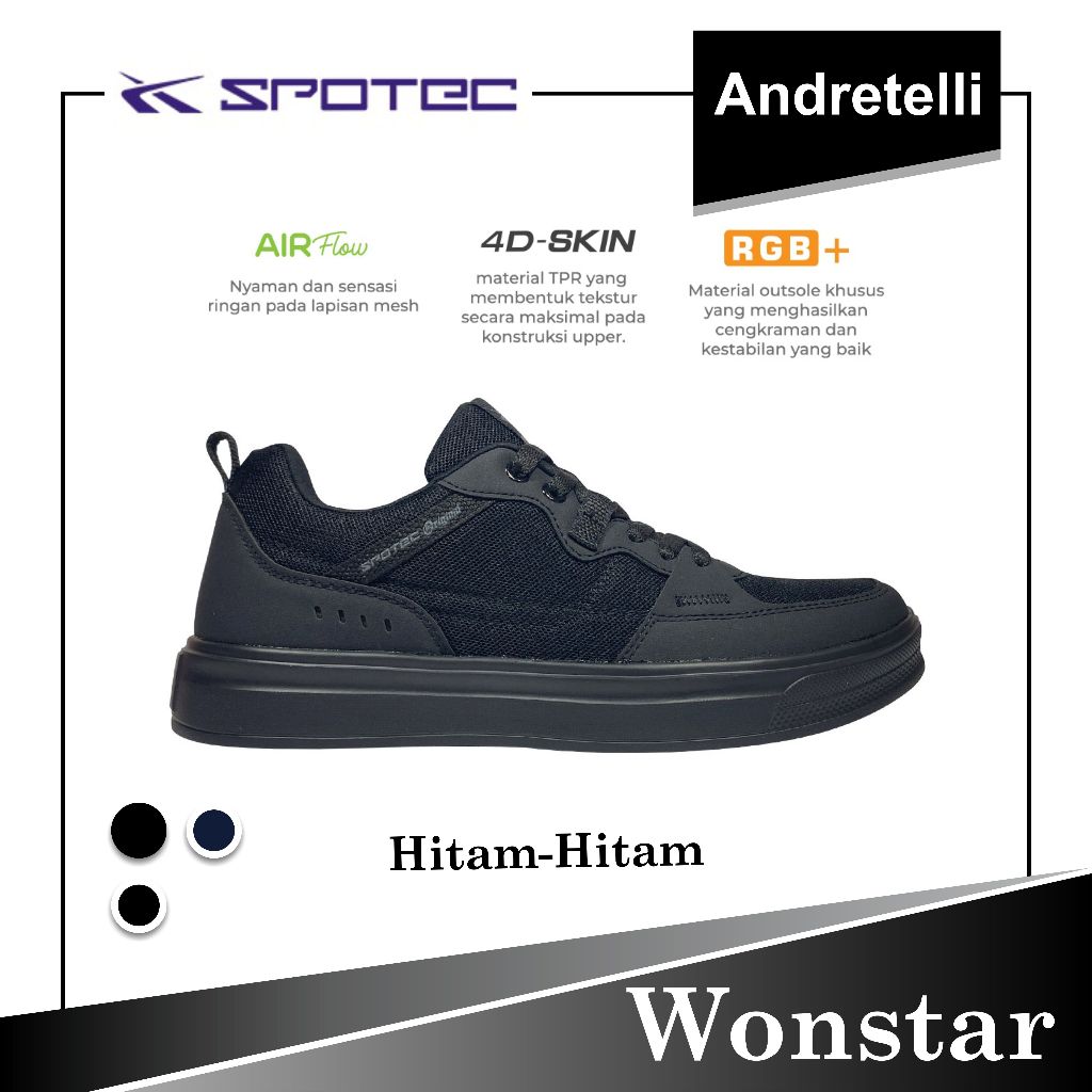 Jual SPOTEC WONSTAR Sepatu Sekolah HITAM / HITAM | Shopee Indonesia