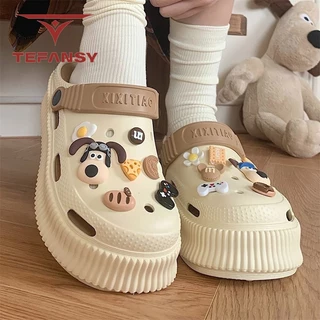 Tefansy Sandal Baim Wanita Dewasa Jelly Fuji Sandal Sepatu Kodok Orangtua-Anak EVA Sandal Platform
