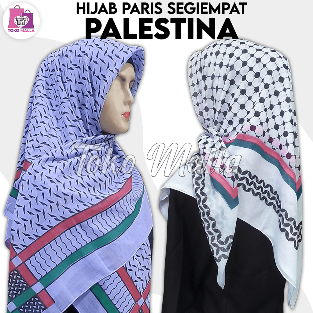 Jual Kerudung Palestina Segi empat Jilbab Segiempat Wanita Motif ...