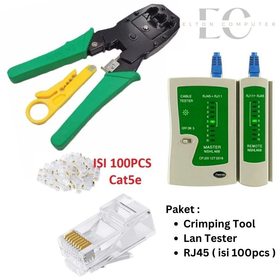 Jual Paket Crimping Tool + Lan Tester + RJ45 isi 100pcs | Shopee Indonesia