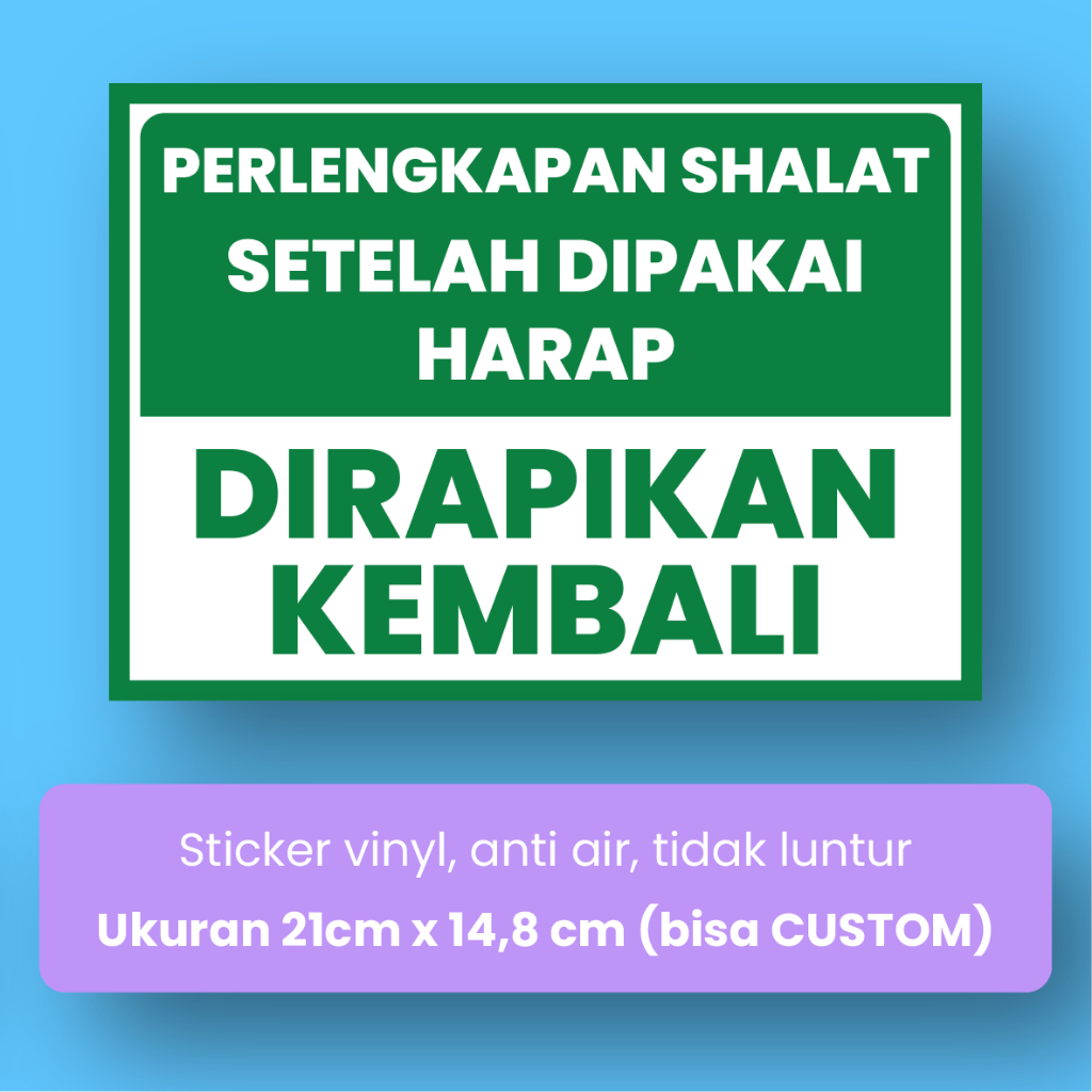 Jual Sticker Stiker Doa Muslim Rapikan kembali Perlengkapan Shalat ...