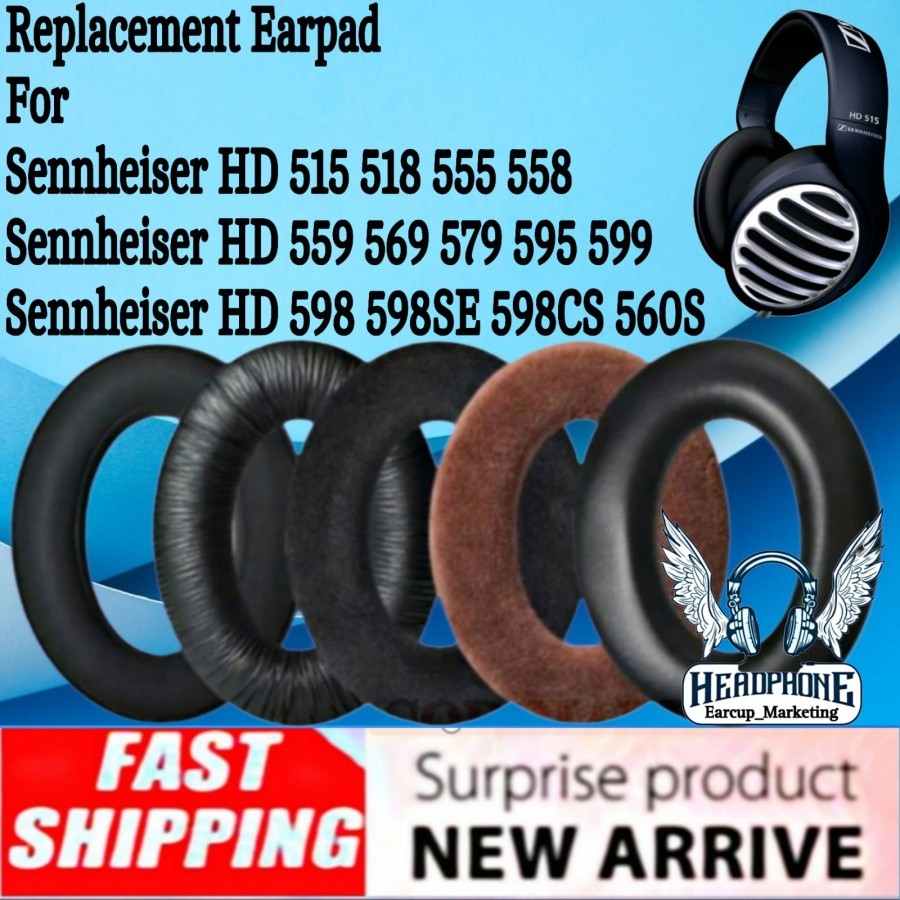thumbnail image 2 of Replacement Ear Pads For Sennheiser HD515 518 558 560S 595 PC360 – Black 2 of 2