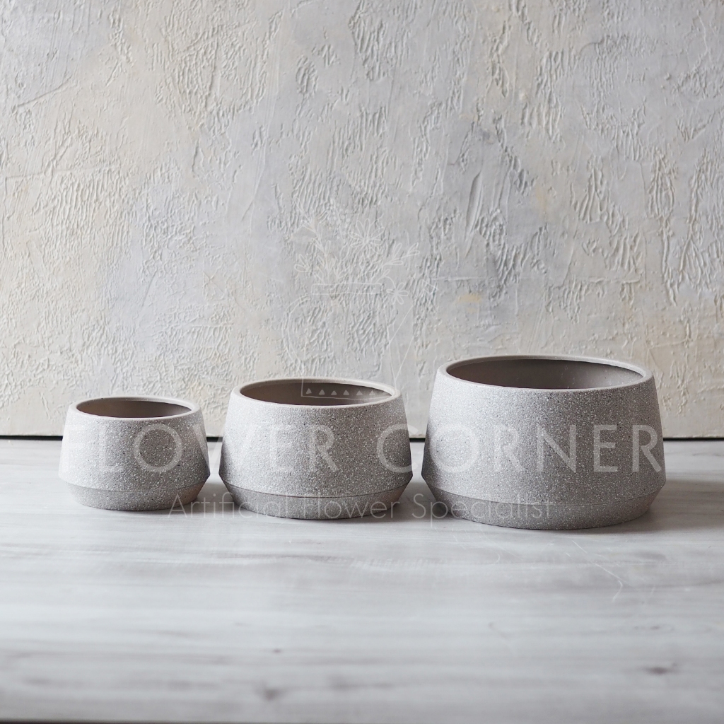 Jual Vas Plastik Melamin Bowl with CementLike Texture Besar, Sedang