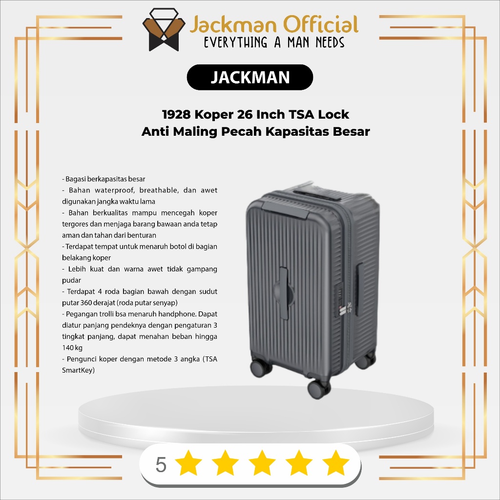 Jual JACKMAN 1928 Koper 26 Inch TSA Lock Anti Maling Pecah Kapasitas ...