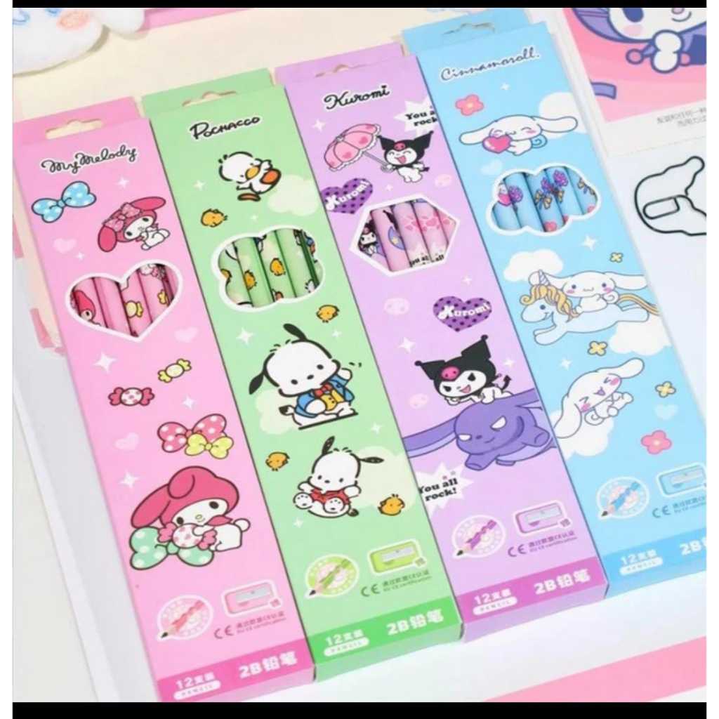 Jual SS 12 buah pensil Sanrio Kawaii Mymelody Kuromi Cinnamoroll Korea ...