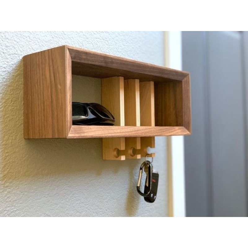 Jual rak dinding dan gantungan kunci kayu jati/ rak dinding minimalis ...