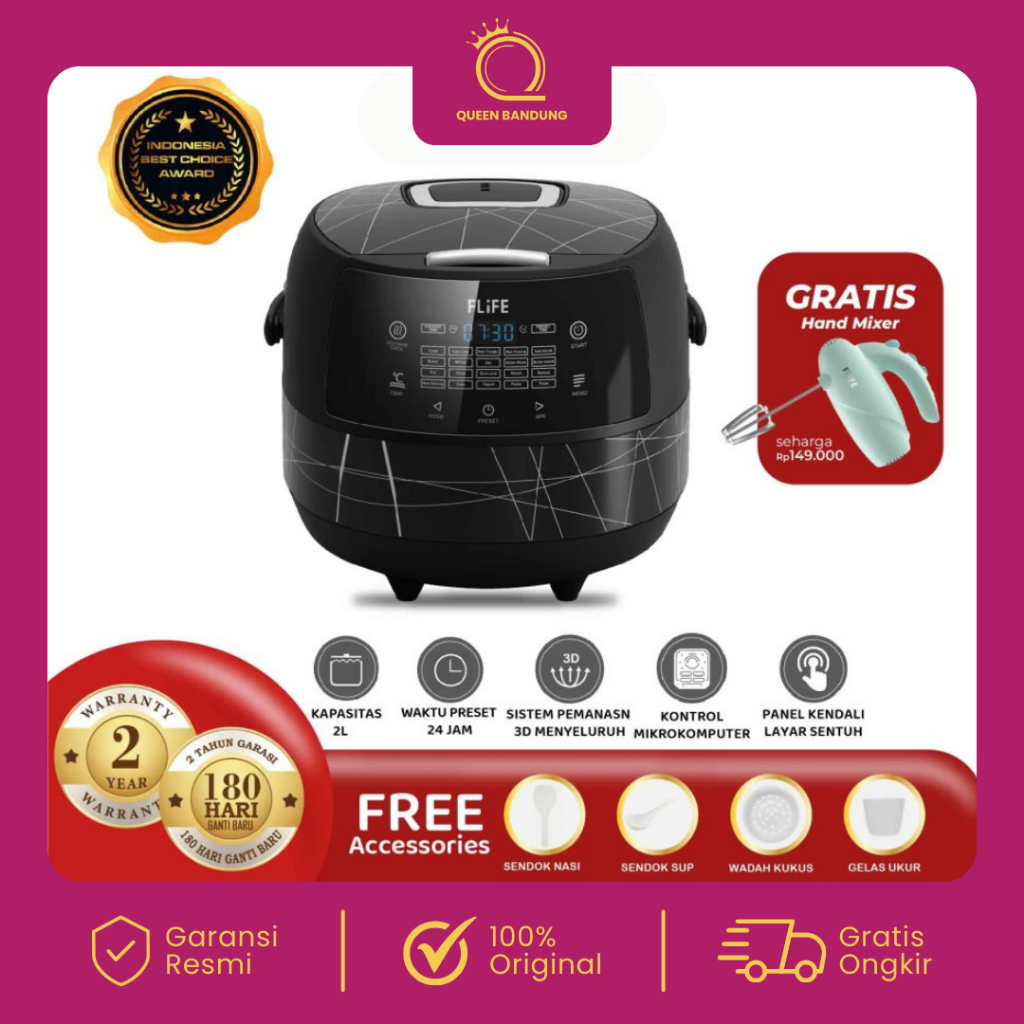 Jual Flife Rice Cooker Touch Screen Multifungsi RC-MOTO2ED Penanak Nasi ...