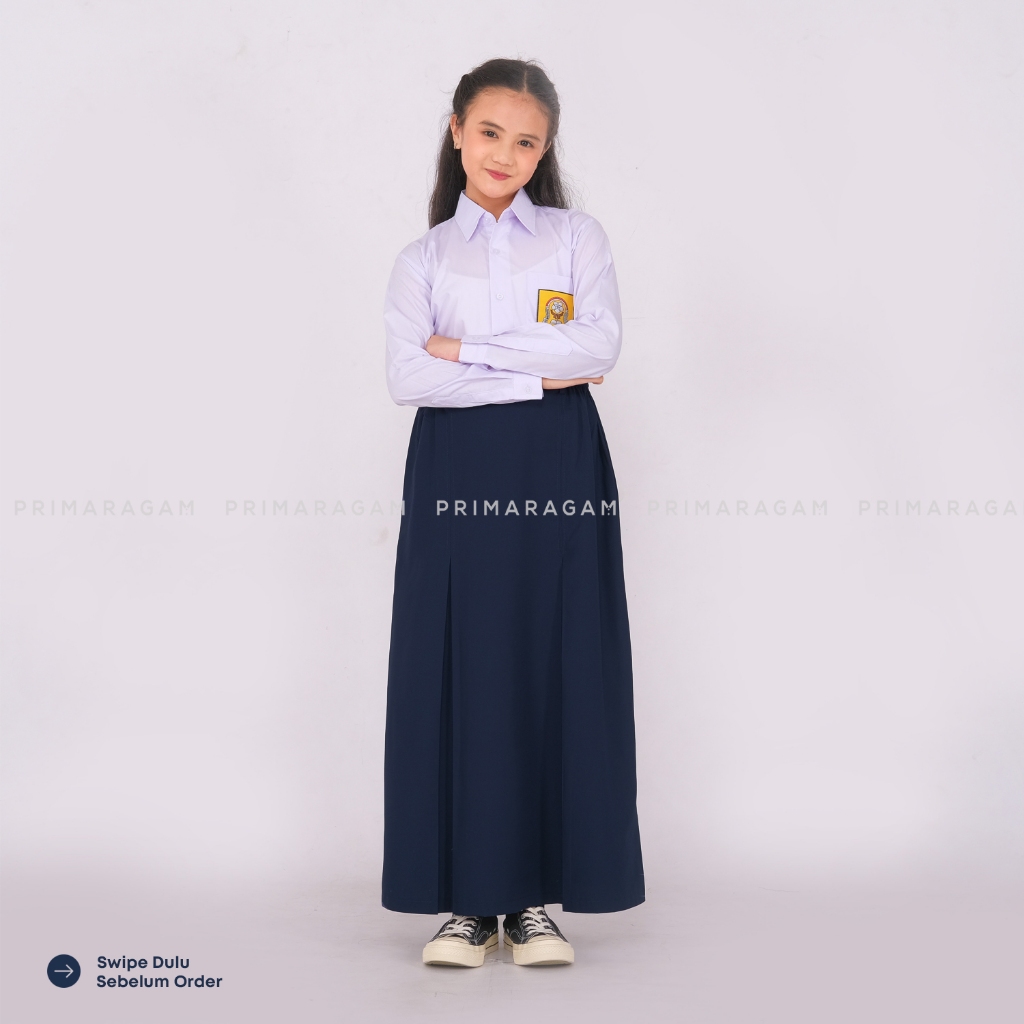 Jual Rok Sekolah Smp Span Depan Panjang Biru Pinggang Karet Belah 2 Shopee Indonesia 6712