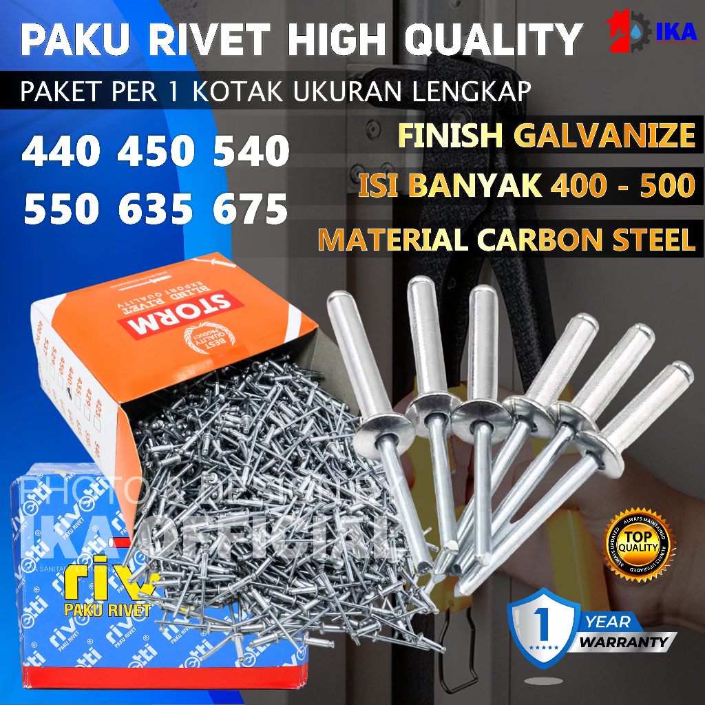 Jual Paku Blind Rivet SIP Brand/ AP / Nichie Paku rivet ripet 1 kotak ...