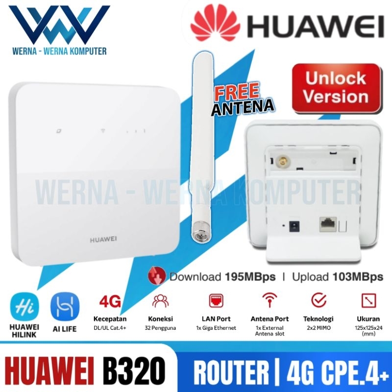 Jual HUAWEI B320 Modem WiFi 4G LTE 300Mbps Support all Operator ...