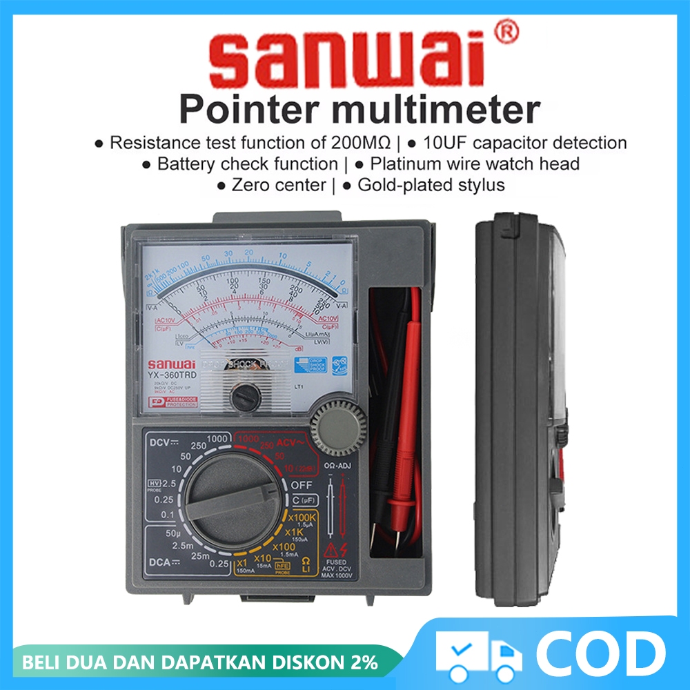 Jual SANWAI Multimeter Multitester Analog Meter Fuse Diode Protection
