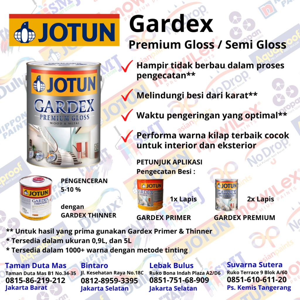 Jual Cat Kayu Besi Jotun Gardex Premium Semi Gloss Warna Tinting Kemasan 1 Liter Shopee Indonesia 6744