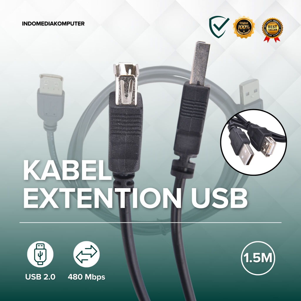 Jual KABEL EXTENTION USB 2.0 HITAM 1.5M | Shopee Indonesia