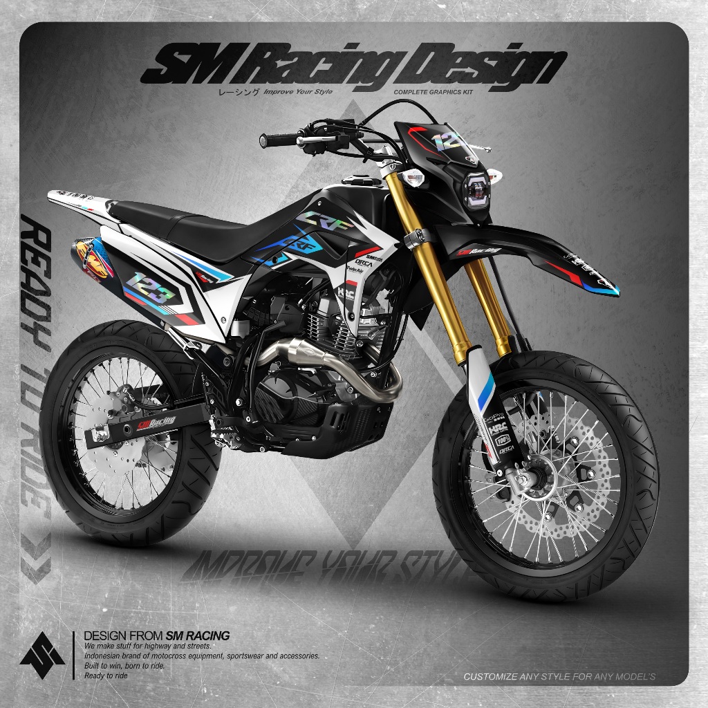 Jual Decal Stiker Crf 150 L Full Body Warna Putih Hitam Mix Cyan ...